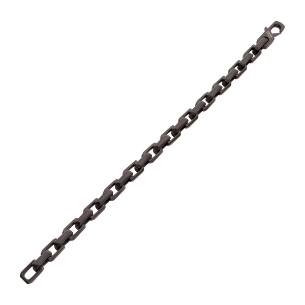 7.5mm Matte Finish Black IP Stainless Steel Faceted Interlock Link Chain Bracelet