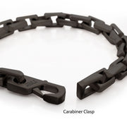 7.5mm Matte Finish Black IP Stainless Steel Faceted Interlock Link Chain Bracelet