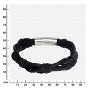 Multi Black Full Grain Cowhide Leather Bracelet with Steel Clasp