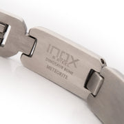 Gun Metal IP Steel Matte Finish Meteorite & Black Dinosaur Bone Inlay Link Bracelet