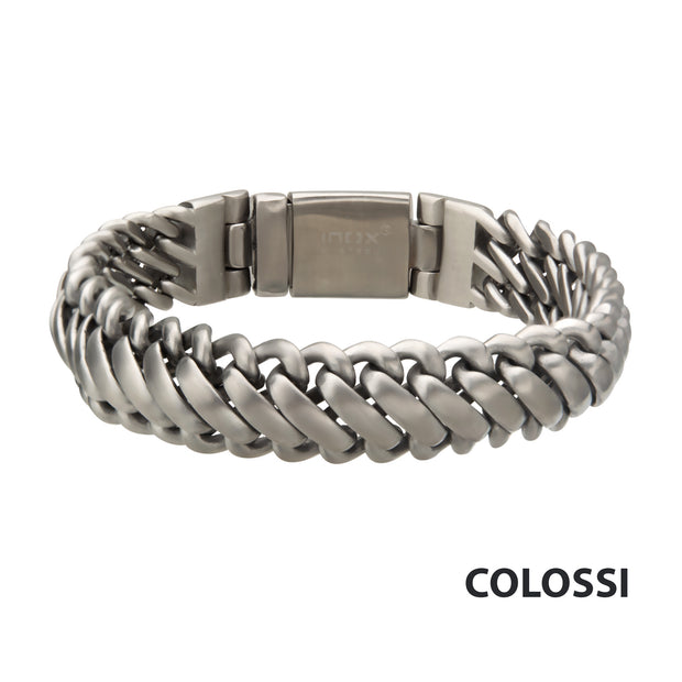 Matte Stainless Steel Big Double Chain Bracelet