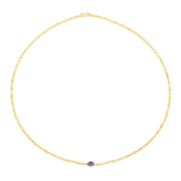 14K Amethyst Mirrored Chain Necklace