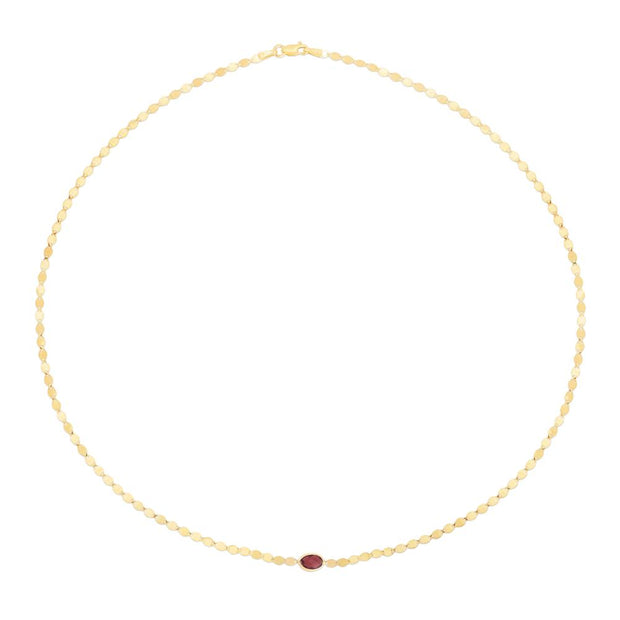 14K Garnet Mirrored Chain Neklace