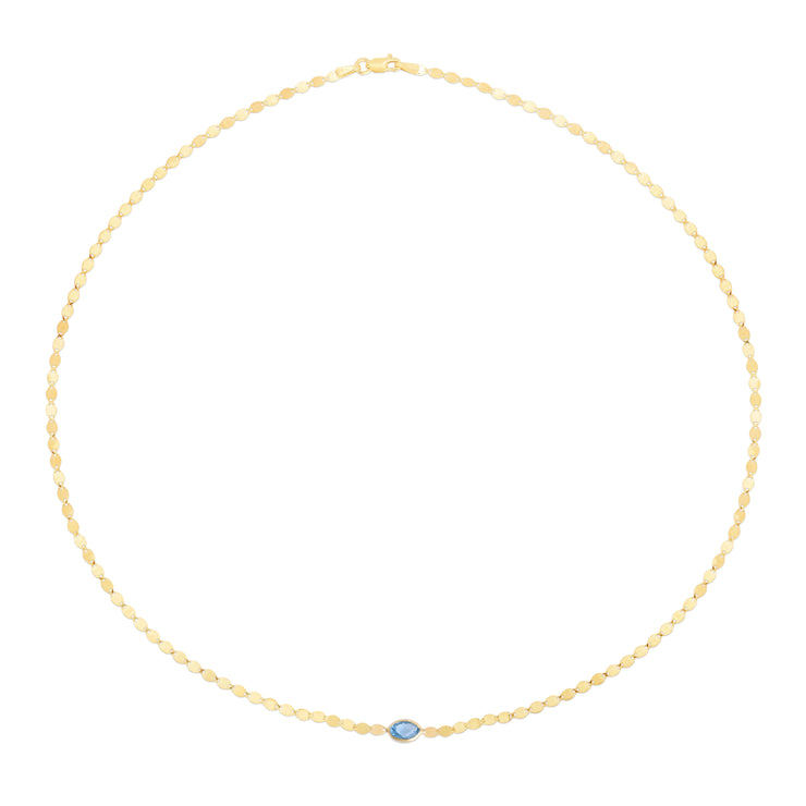 14K Blue Topaz Mirrored Chain Necklace