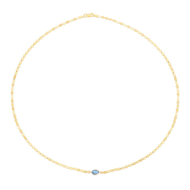 14K Blue Topaz Mirrored Chain Necklace