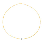 14K Blue Topaz Mirrored Chain Necklace