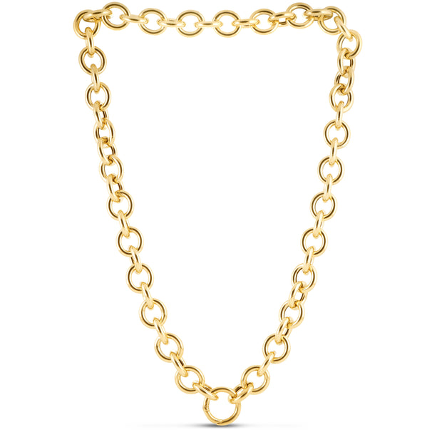 14K Gold Round Link Push Clasp Chain