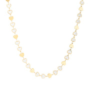 14K MOP Heart Mirror Gem Chain Necklace