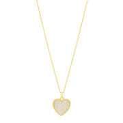 14K Gold Diamond Cut Checkered Heart Necklace