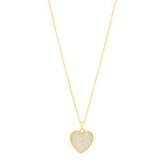 14K Gold Diamond Cut Checkered Heart Necklace