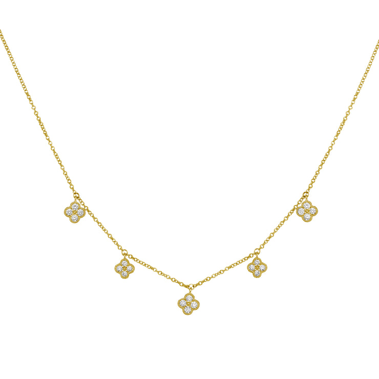 14K Diamond Flower Necklace
