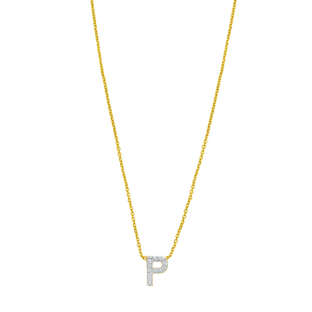 14K Mini Diamond P Initial