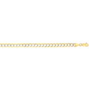14K Gold 7mm White Pave Curb Chain