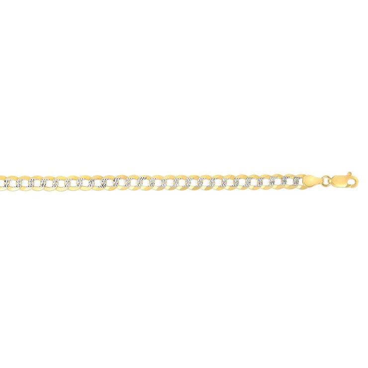 14K Gold 7mm White Pave Curb Chain