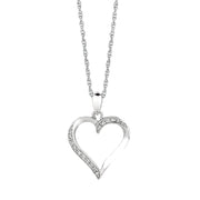 Silver Diamond Accent .05ct Heart Necklace