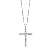 Silver .05ct Diamond Cross Necklace
