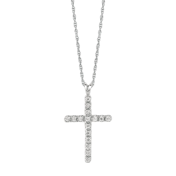 Silver .05ct Diamond Cross Necklace