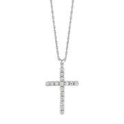 Silver .05ct Diamond Cross Necklace