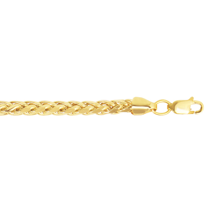 14K Gold 8"" 4.1mm Diamond Cut Lite Round Wheat Chain