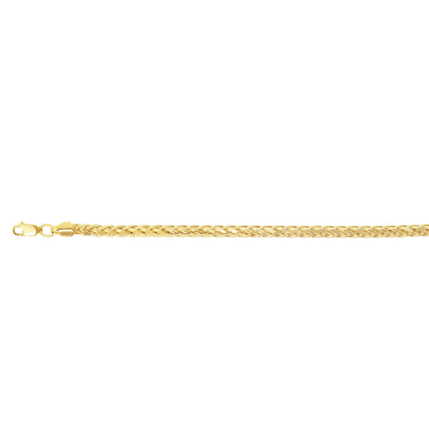 14K Gold 24"" 5.3mm Diamond Cut Lite Round Wheat Chain