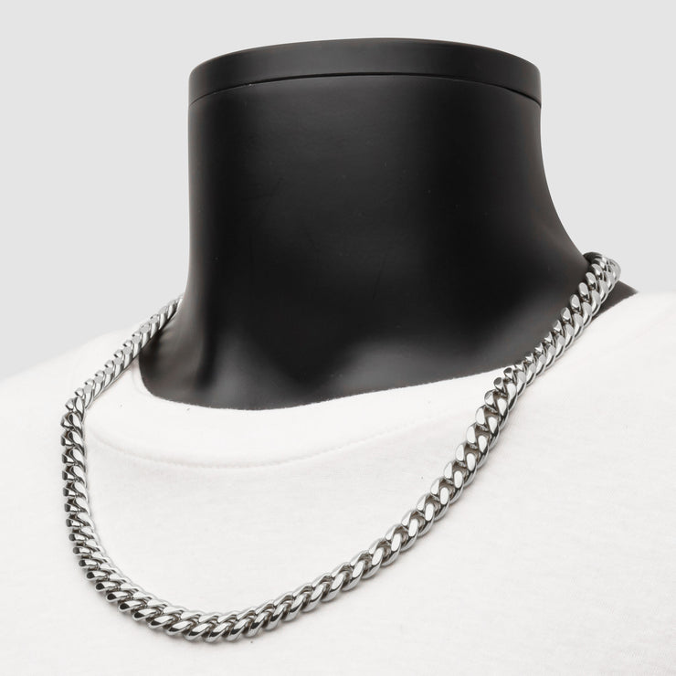 10mm Steel Miami Cuban Chain Necklace with CNC Precision Set Lab-grown Diamonds Double Tab Box Clasp