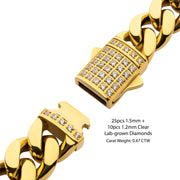 10mm 18kt Gold IP Miami Cuban Chain Bracelet with CNC Precision Set Lab-grown Diamonds