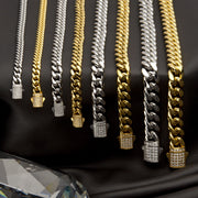 10mm 18kt Gold IP Miami Cuban Chain Bracelet with CNC Precision Set Lab-grown Diamonds