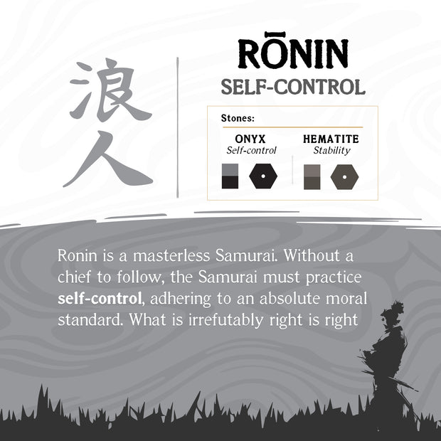 8mm Mokume Gane, Hematite and Onyx Beads Bushido Virtue Bracelet - RONIN: Self-Control