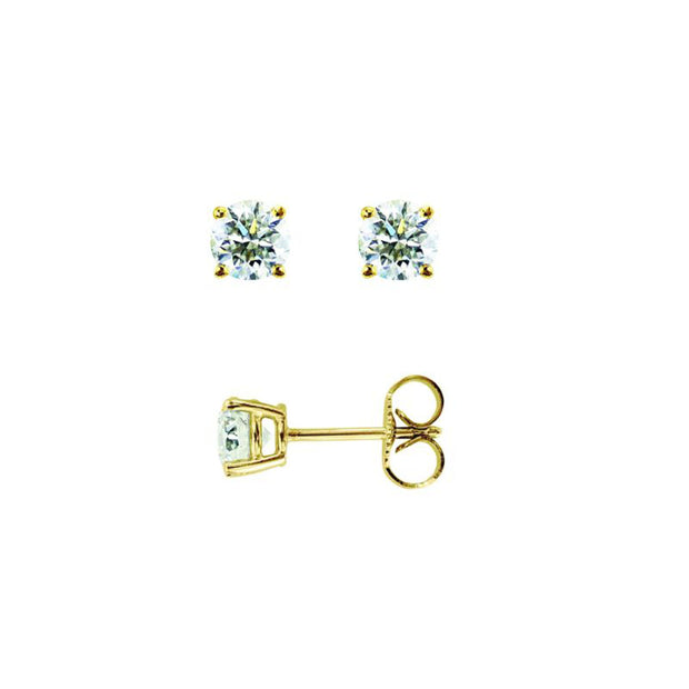 14K Gold .15ct J-K/I1-I2 Round Diamond Stud Earring