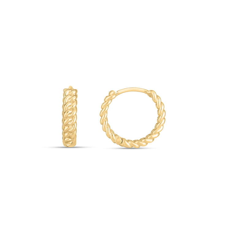 14K Braided Huggie Hoops