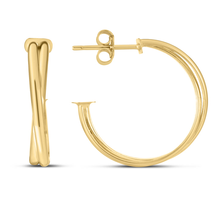 14K Gold Large Crossover Hoops