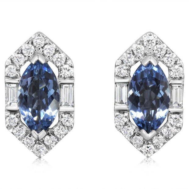 Platinum Aquamarine/Diamond Earrings