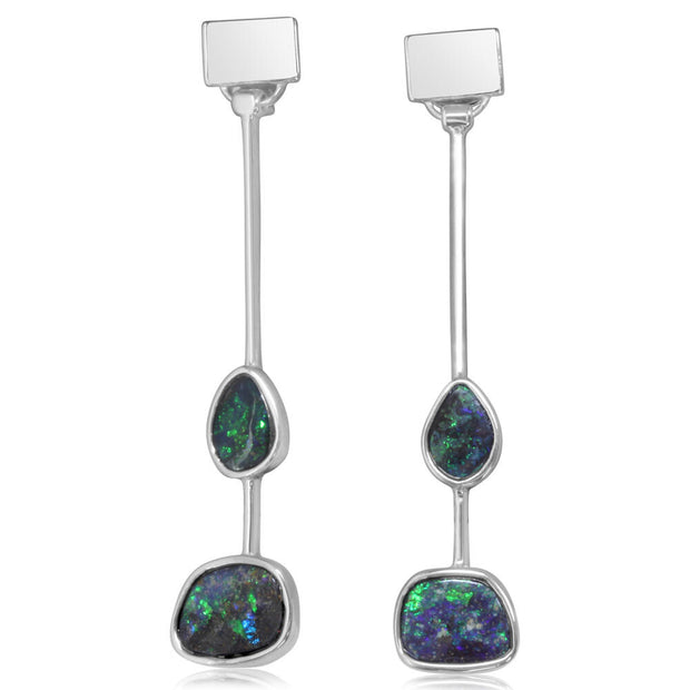 Sterling Silver Australian Boulder Opal Earrings