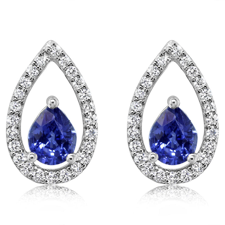 14K White Gold Sapphire/Diamond Earrings