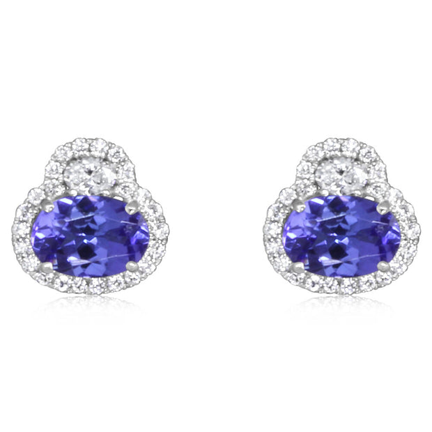 14K White Gold Tanzanite/Diamond Earrings