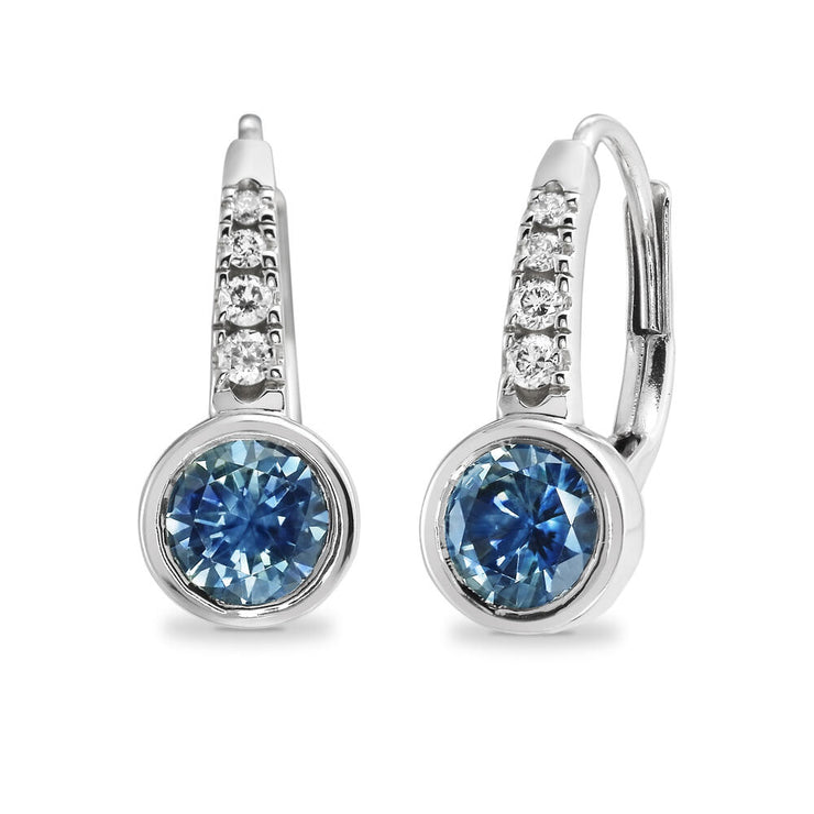 14K White Gold Montana Sapphire/Diamond Earrings