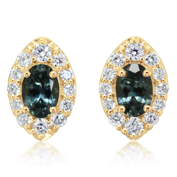 14K Yellow Gold Montana Sapphire/Diamond Earrings