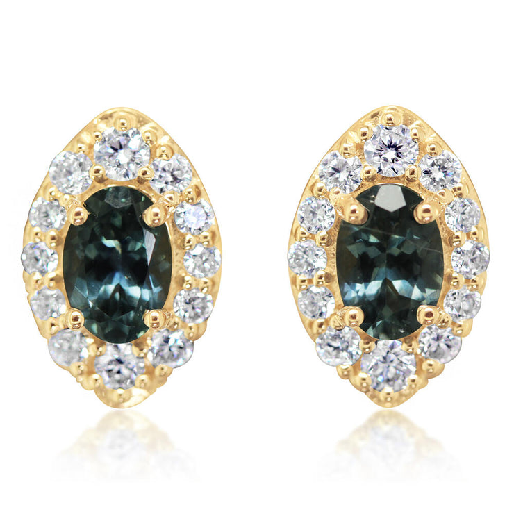 14K Yellow Gold Montana Sapphire/Diamond Earrings