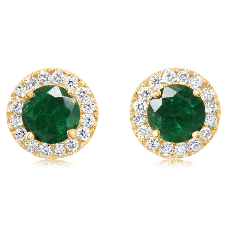 14K Yellow Gold Brazilian Emerald/Diamond Earrings