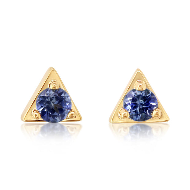 14K Yellow Gold Montana Sapphire Earrings