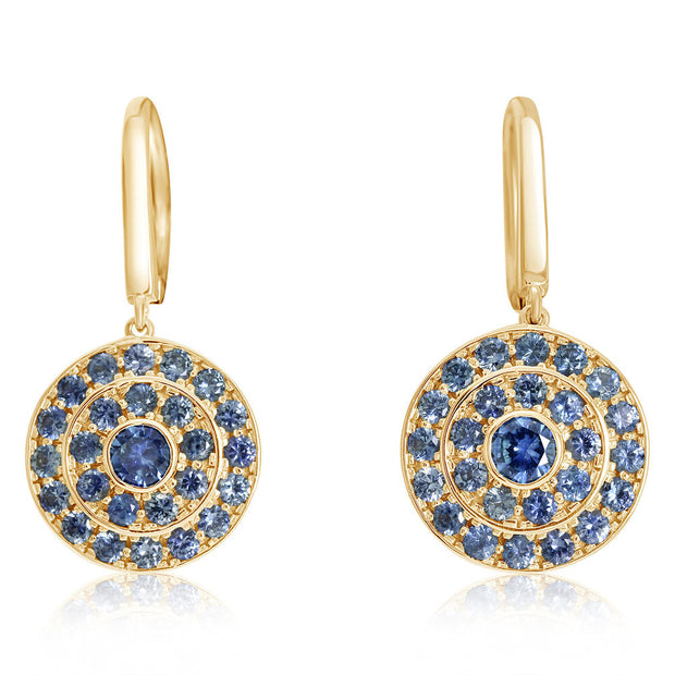 14K Yellow Gold Montana Sapphire/Diamond Earrings