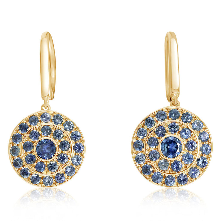 14K Yellow Gold Montana Sapphire/Diamond Earrings
