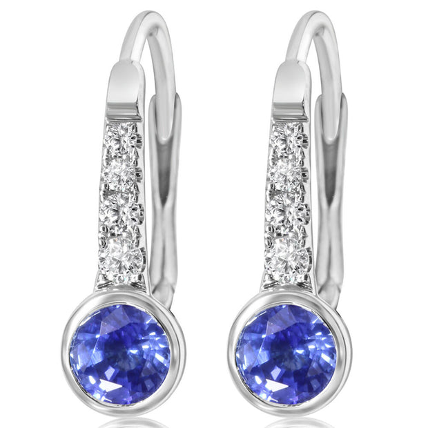 14K White Gold Sapphire/Diamond Earrings