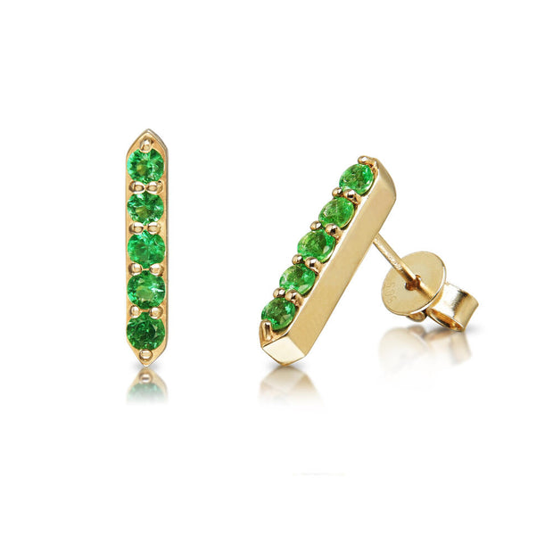 14K Yellow Gold Emerald Earrings