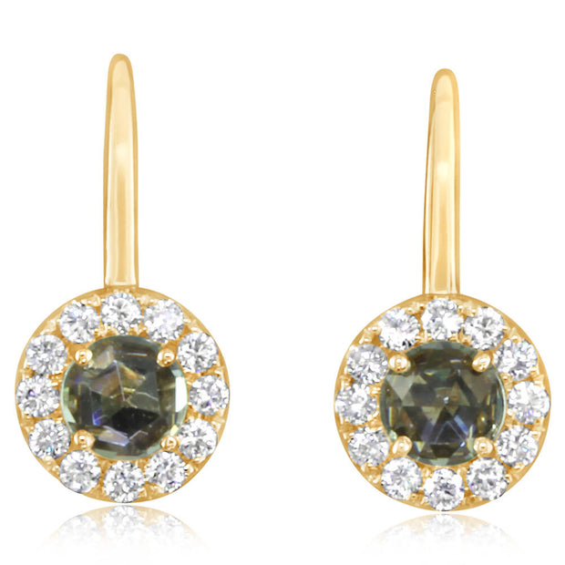 14K Yellow Gold Montana Sapphire/Diamond Earrings