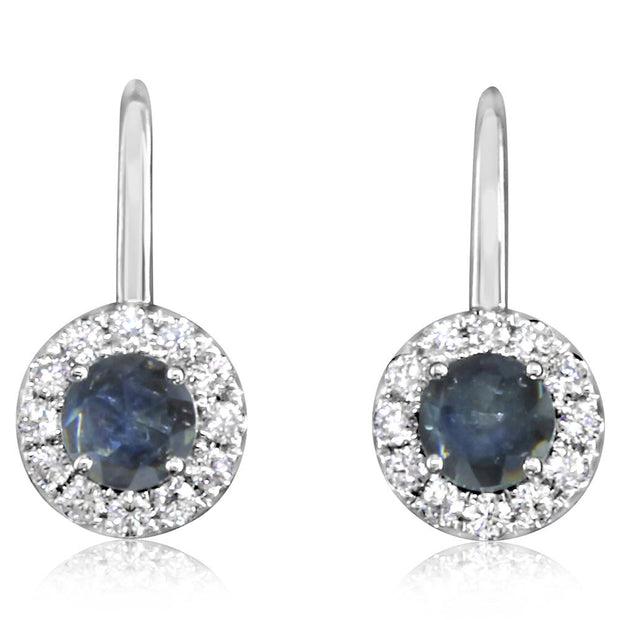 14K White Gold Montana Sapphire/Diamond Earrings