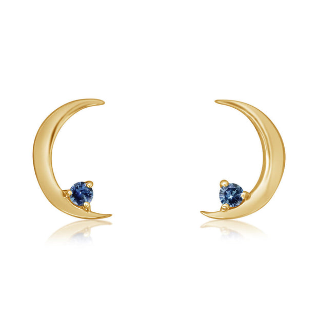 14K White Gold Montana Sapphire Moon Earrings