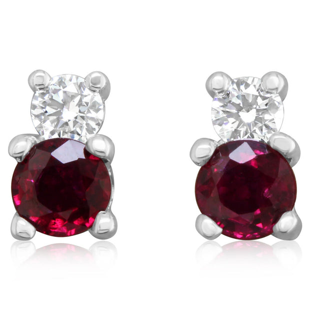 14K Yellow Gold Ruby/Diamond Earrings
