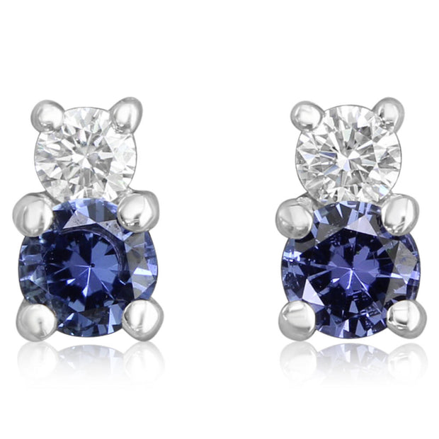14K White Gold Yogo Sapphire/Diamond Earrings