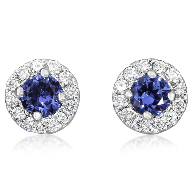 14K White Gold Yogo Sapphire/Diamond Earrings
